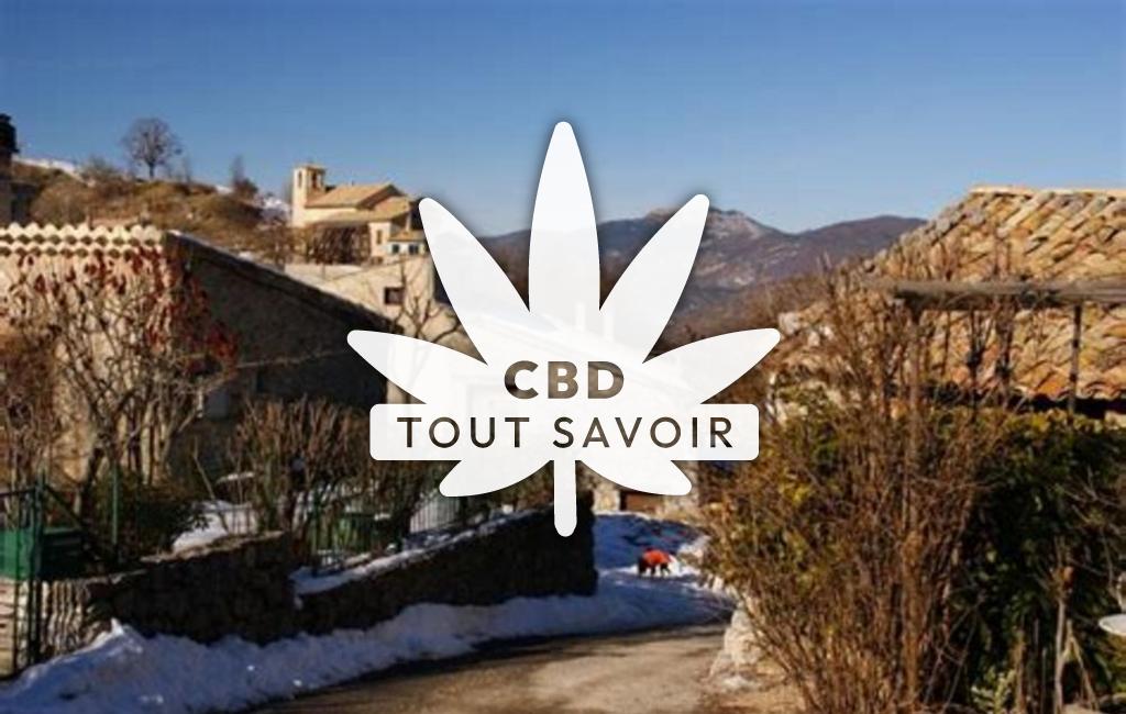 Village à Eourres avec feuille Cannabis CBD