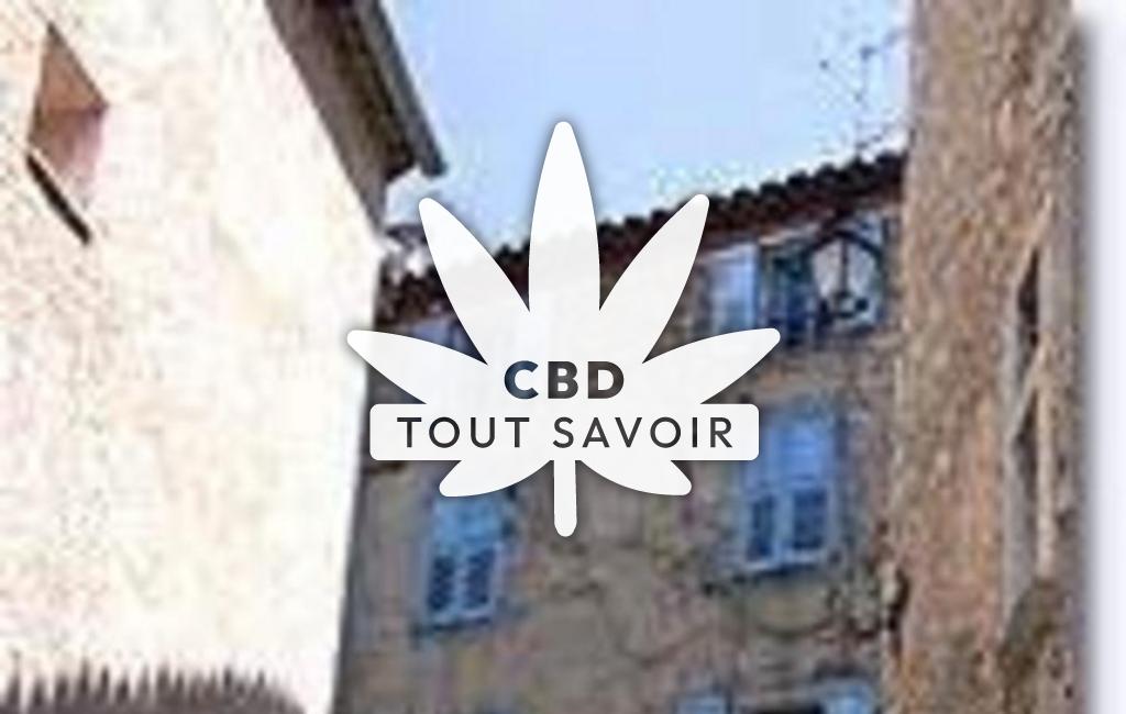 Village à Escragnolles avec feuille Cannabis CBD