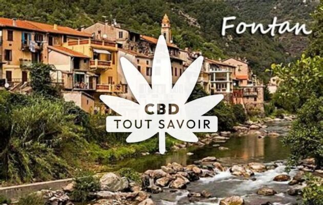 Village à Fontan avec feuille Cannabis CBD