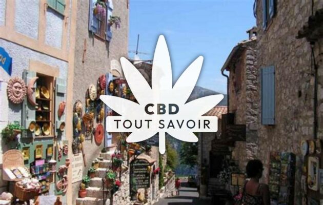 Village à Gourdon avec feuille Cannabis CBD