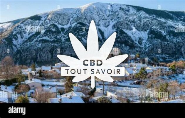 Village à Greolieres avec feuille Cannabis CBD