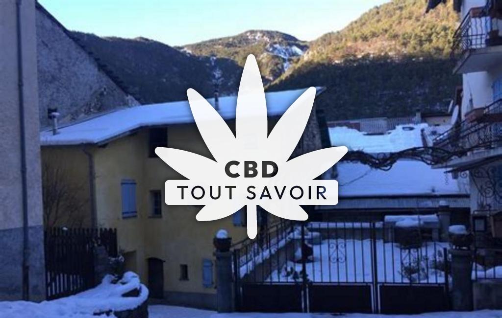 Village à Guillaumes avec feuille Cannabis CBD