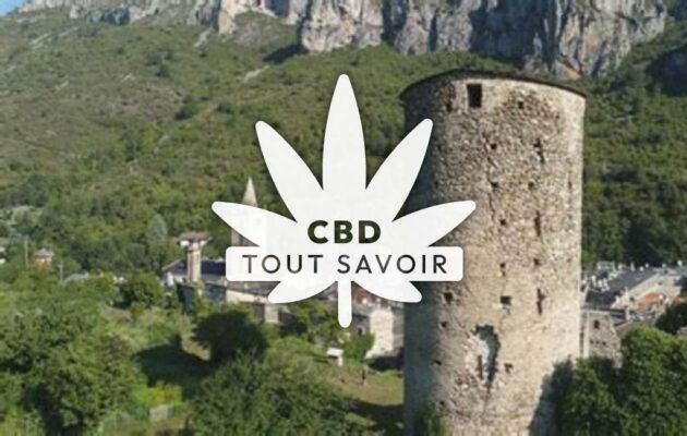 Village à La-Brigue avec feuille Cannabis CBD