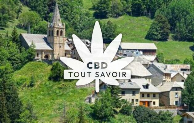 Village à La-Grave avec feuille Cannabis CBD