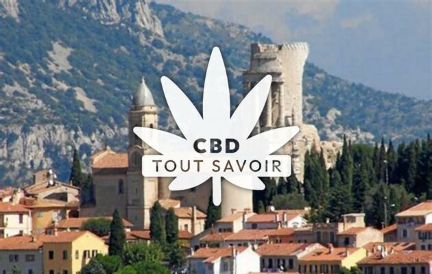 Village à La-Turbie avec feuille Cannabis CBD