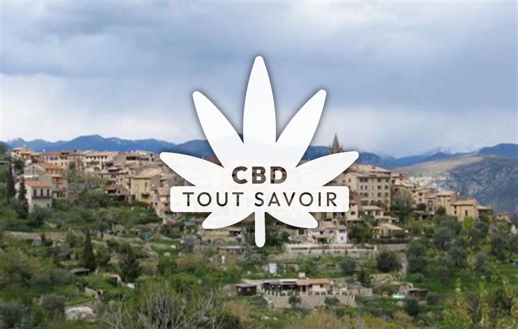 Village à Le-Broc avec feuille Cannabis CBD