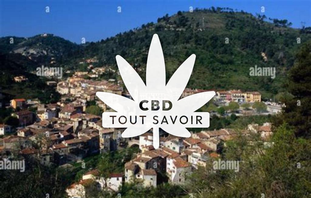 Village à L'Escarene avec feuille Cannabis CBD