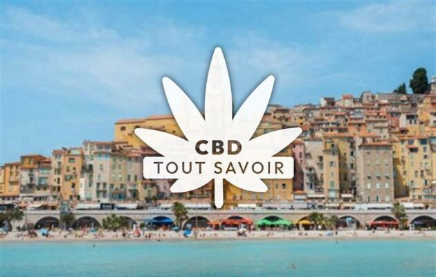 Village à Roquebrune-Cap-Martin avec feuille Cannabis CBD