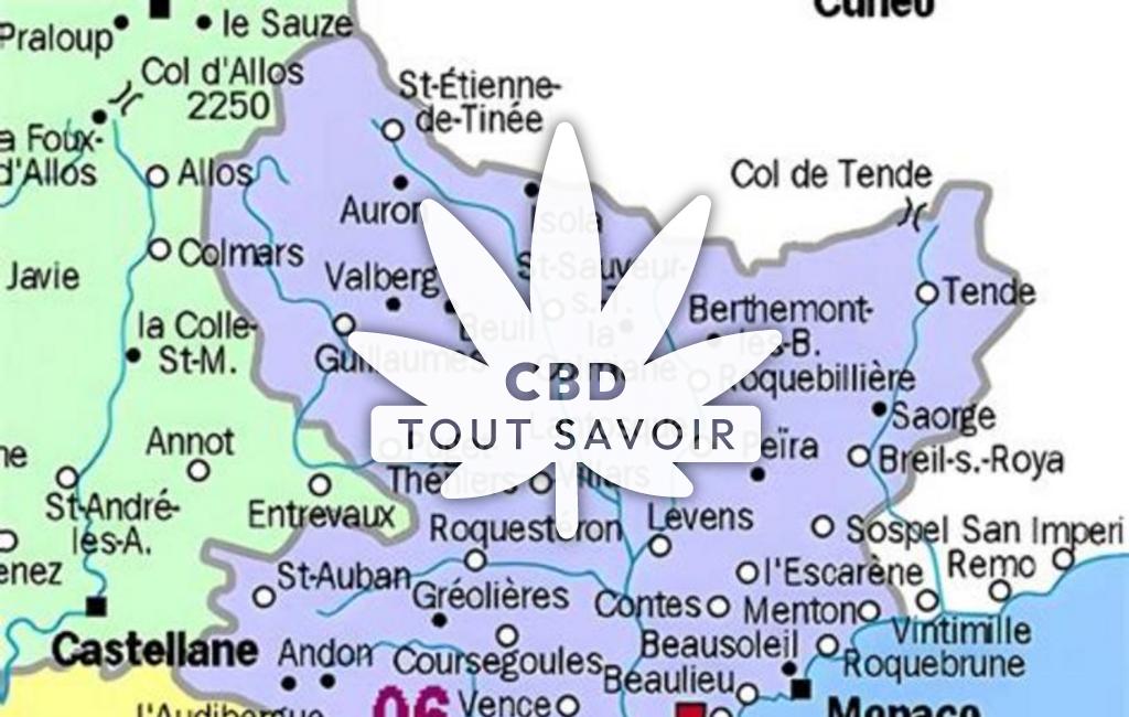 Village à RoqueSainteron avec feuille Cannabis CBD