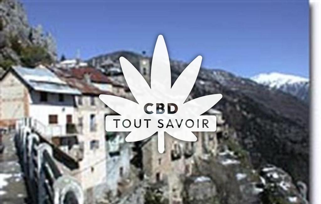 Village à Roubion avec feuille Cannabis CBD