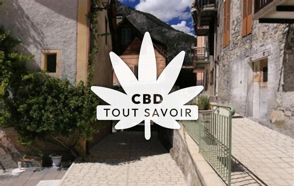 Village à Saint-Martin-D'Entraunes avec feuille Cannabis CBD