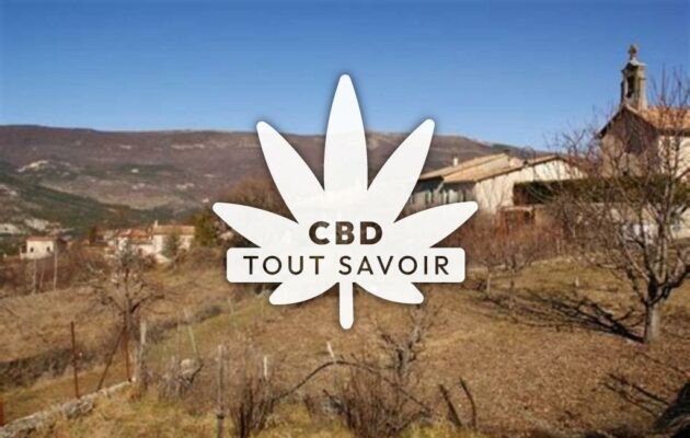 Village à Saint-Pierre-Avez avec feuille Cannabis CBD