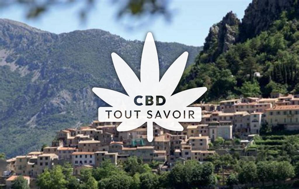 Village à Sainte-Agnes avec feuille Cannabis CBD