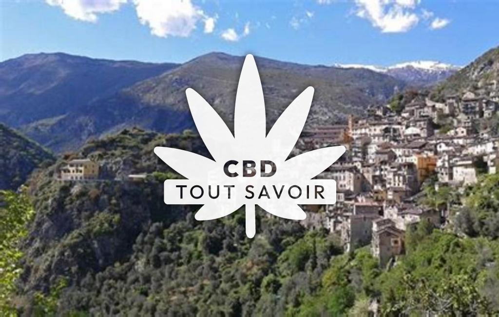 Village à Saorge avec feuille Cannabis CBD