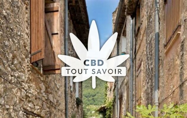 Village à Tourrettes-sur-Loup avec feuille Cannabis CBD