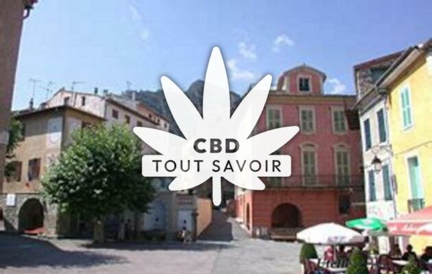 Village à Utelle avec feuille Cannabis CBD