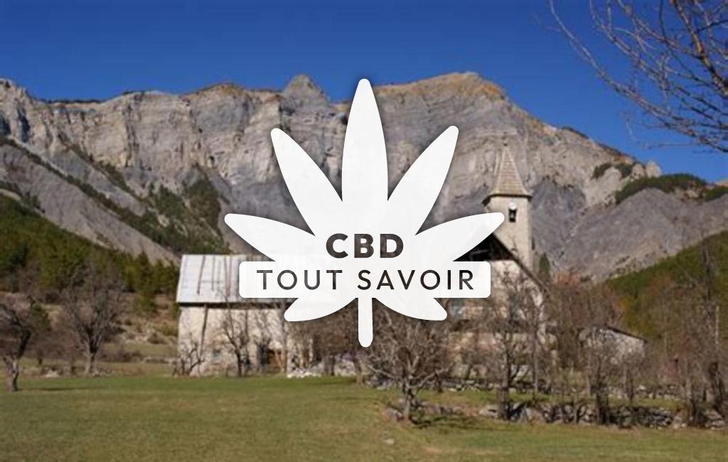 Village à Villeneuve-D'Entraunes avec feuille Cannabis CBD