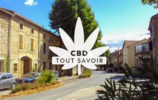 Village à Bize-Minervois avec feuille Cannabis CBD