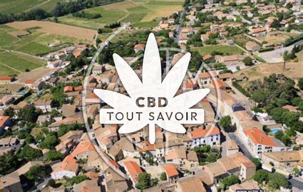 Village à Marcorignan avec feuille Cannabis CBD