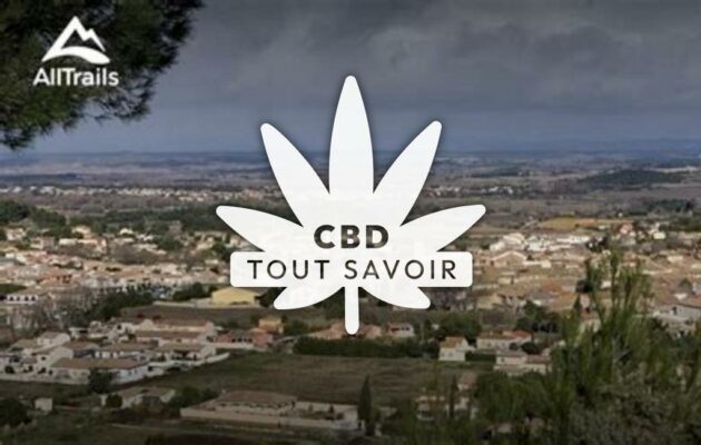 Village à Moussan avec feuille Cannabis CBD