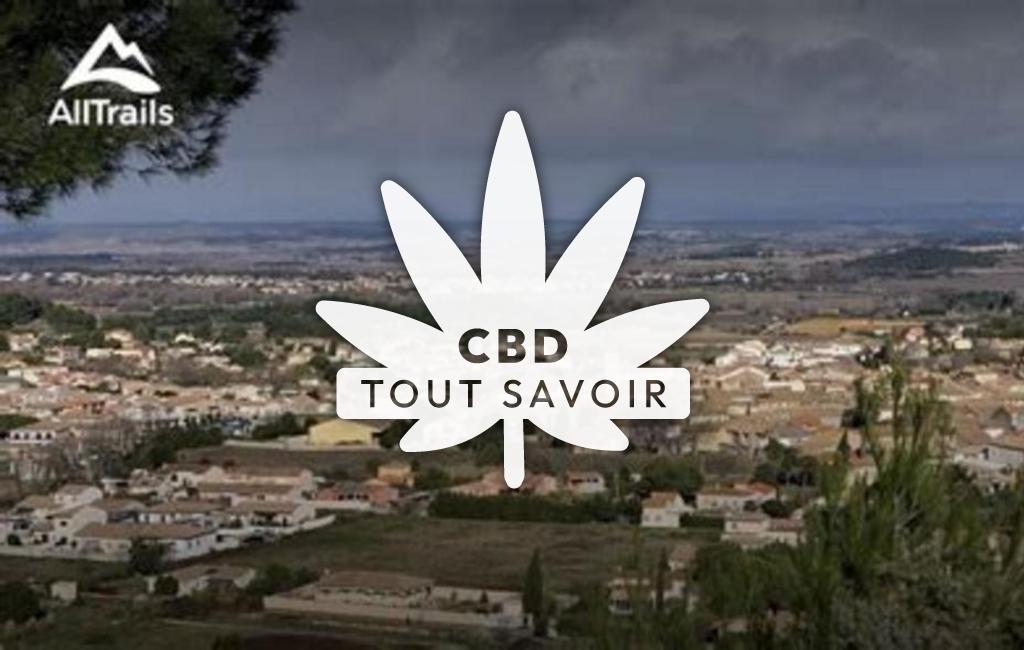 Village à Moussan avec feuille Cannabis CBD