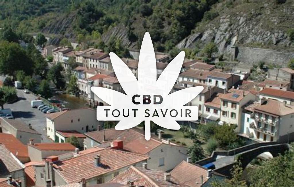 Village à Axat avec feuille Cannabis CBD