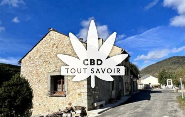 Village à Counozouls avec feuille Cannabis CBD