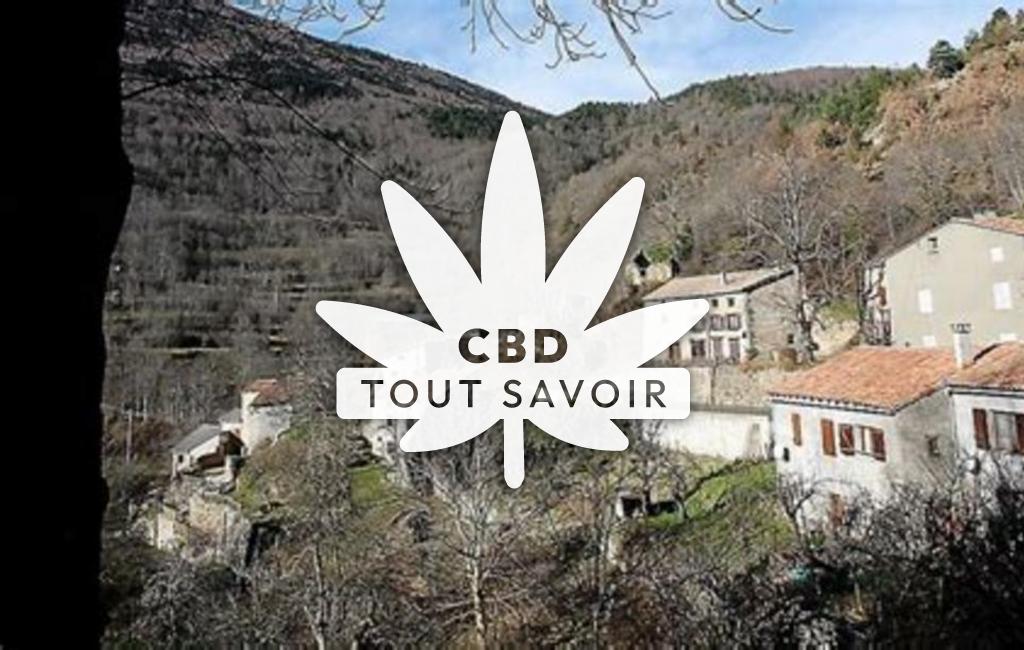 Village à Fontanes-de-Sault avec feuille Cannabis CBD