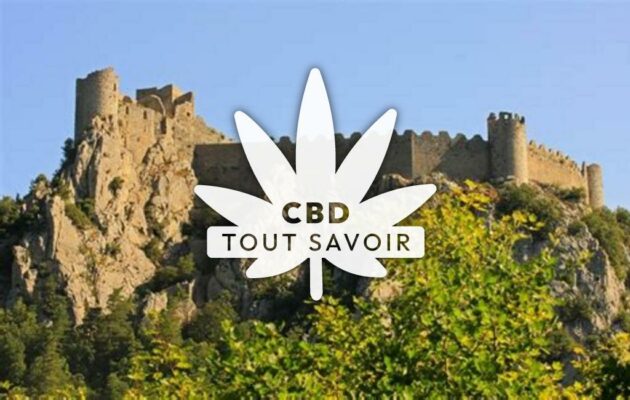 Village à Puilaurens avec feuille Cannabis CBD