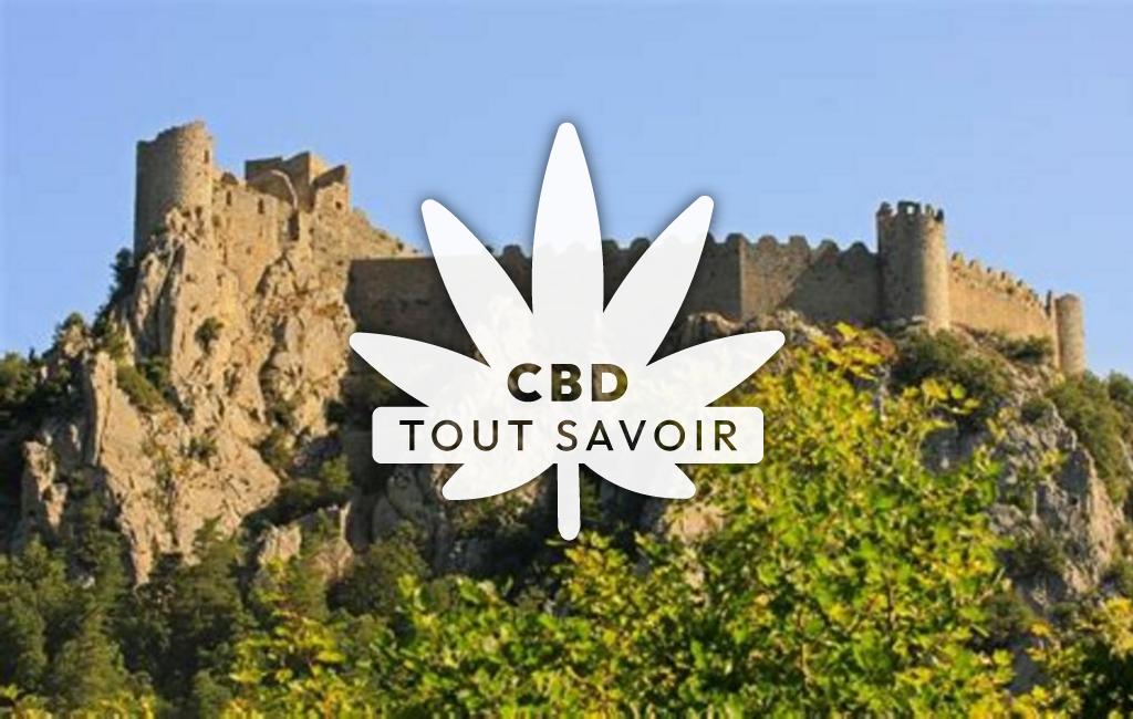 Village à Puilaurens avec feuille Cannabis CBD