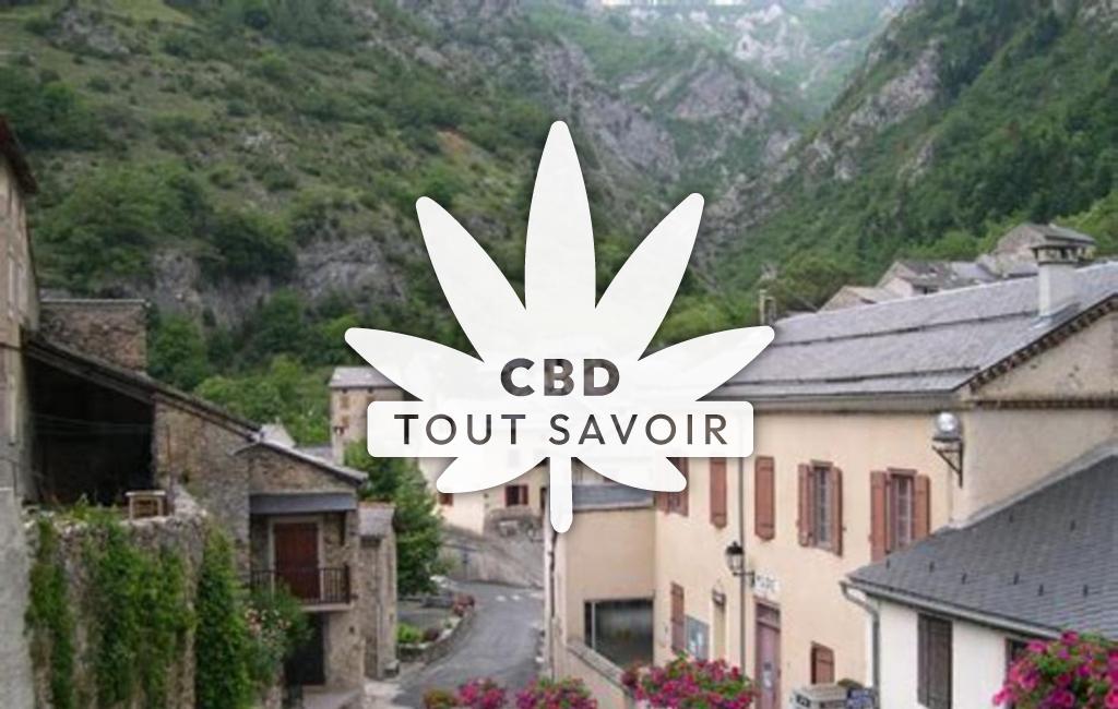 Village à Sainte-Colombe-sur-Guette avec feuille Cannabis CBD