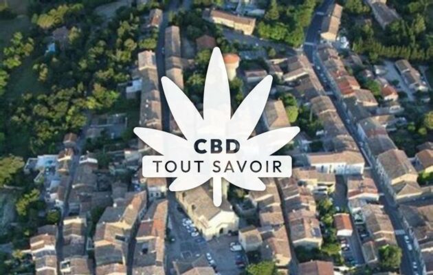 Village à Villasavary avec feuille Cannabis CBD