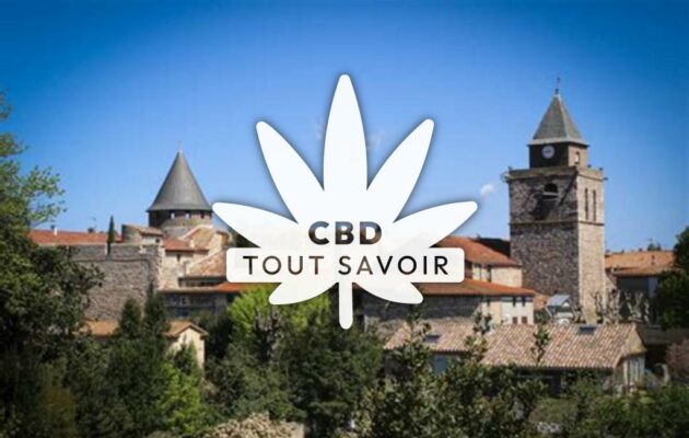 Village à Villeneuve-Minervois avec feuille Cannabis CBD