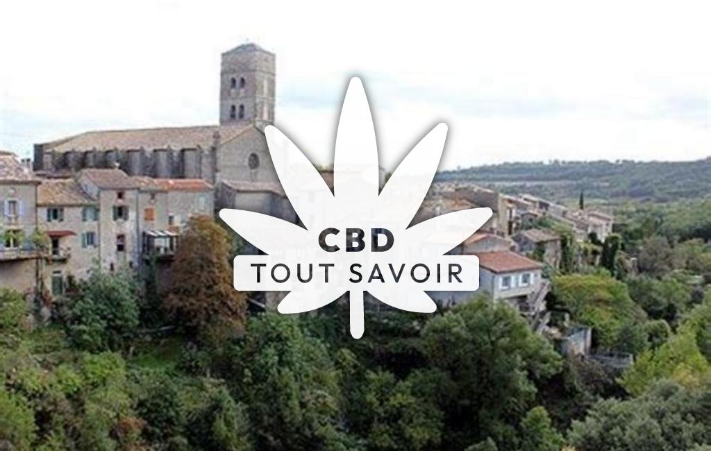 Village à Montolieu avec feuille Cannabis CBD