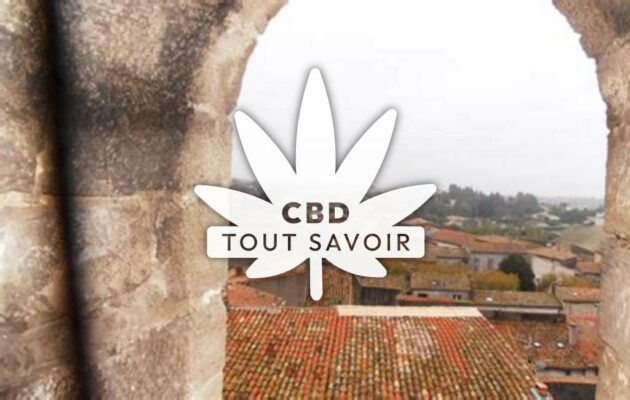 Village à Pezens avec feuille Cannabis CBD