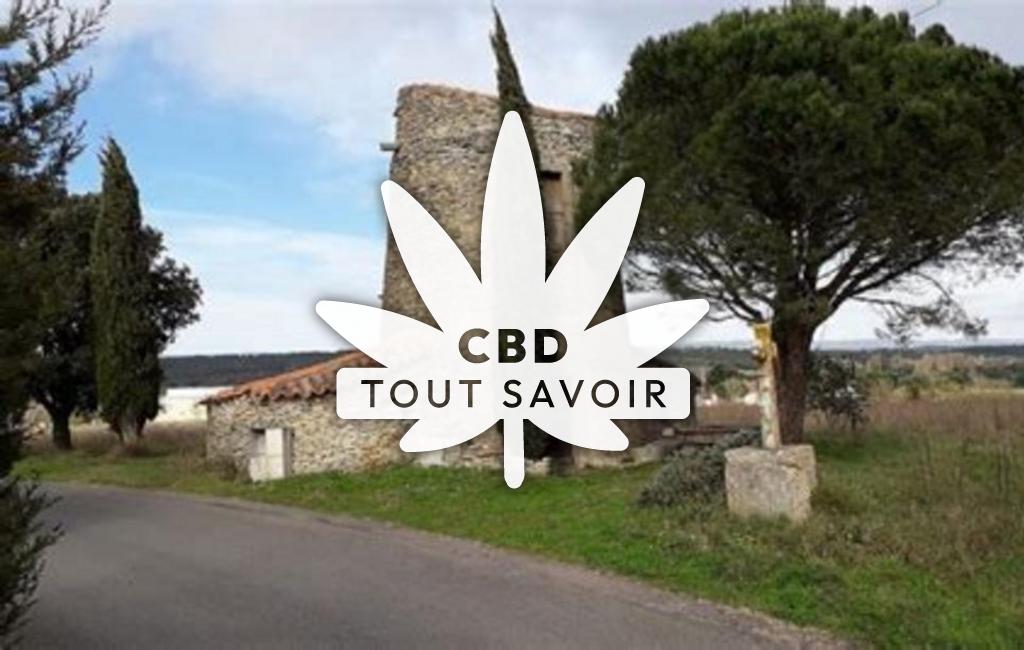 Village à Raissac-sur-Lampy avec feuille Cannabis CBD