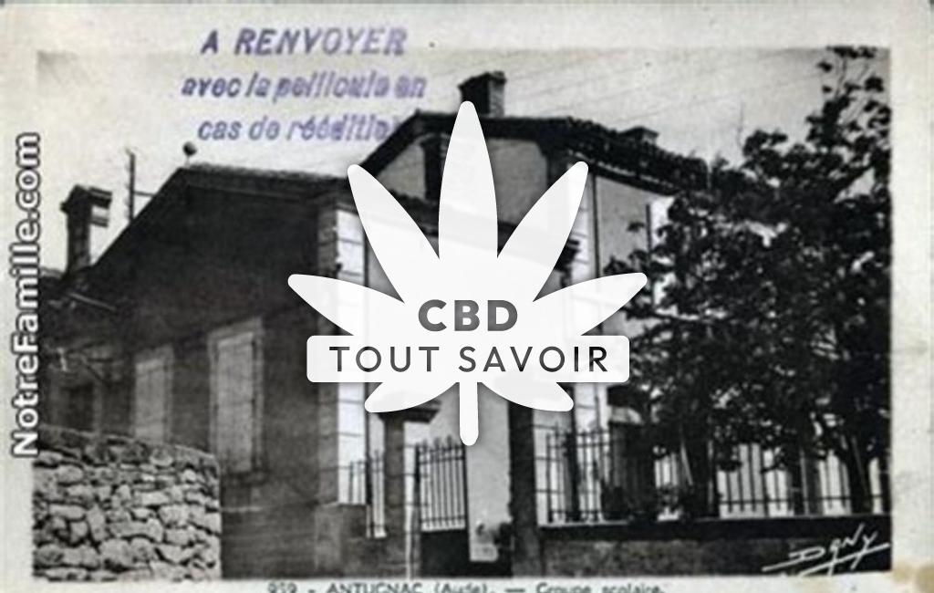 Village à Antugnac avec feuille Cannabis CBD