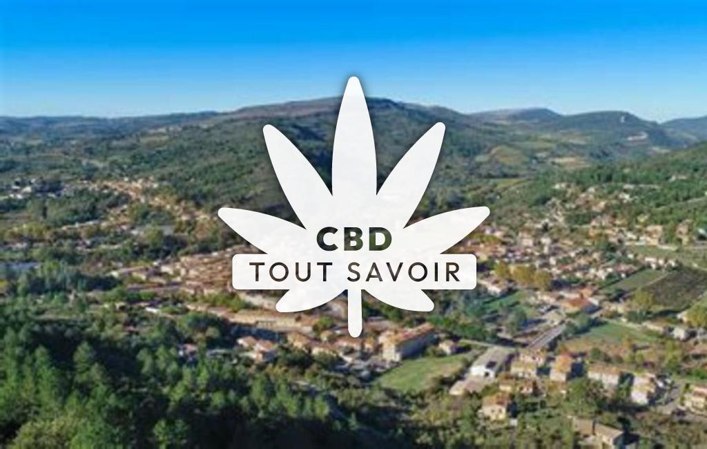 Village à Couiza avec feuille Cannabis CBD