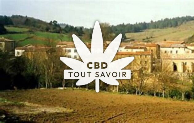 Village à Fourtou avec feuille Cannabis CBD