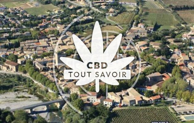 Village à Fabrezan avec feuille Cannabis CBD