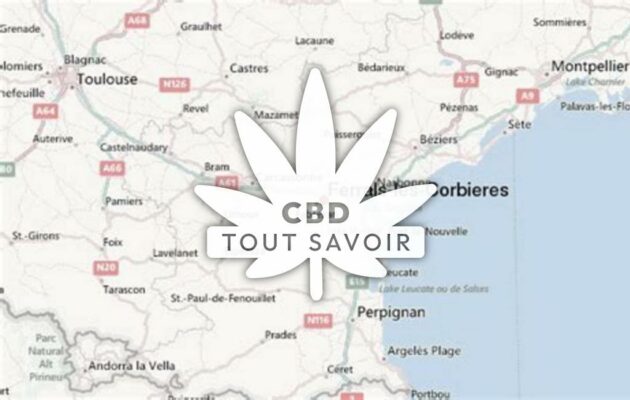 Village à Ferrals-les-Corbieres avec feuille Cannabis CBD