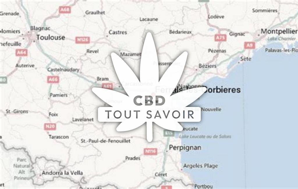 Village à Ferrals-les-Corbieres avec feuille Cannabis CBD