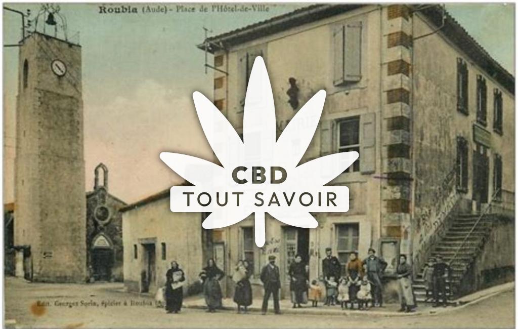 Village à Roubia avec feuille Cannabis CBD