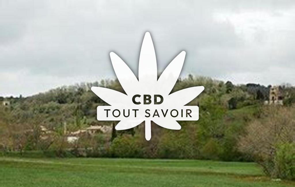 Village à Courtauly avec feuille Cannabis CBD