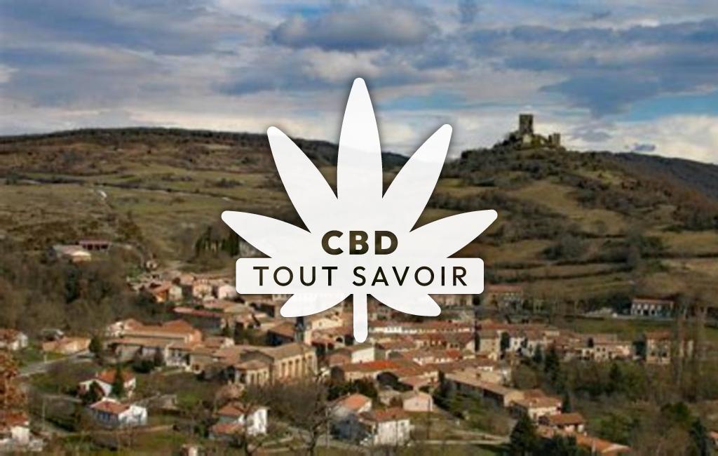 Village à Puivert avec feuille Cannabis CBD