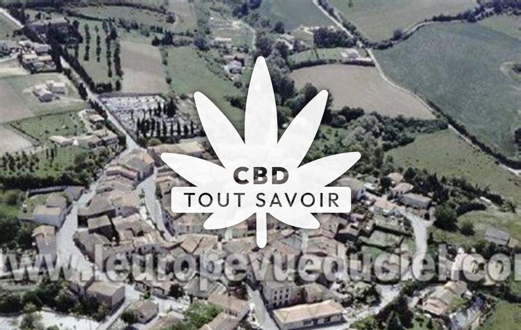 Village à Alaigne avec feuille Cannabis CBD