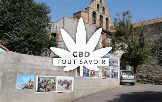 Village à Mazerolles-du-Razes avec feuille Cannabis CBD