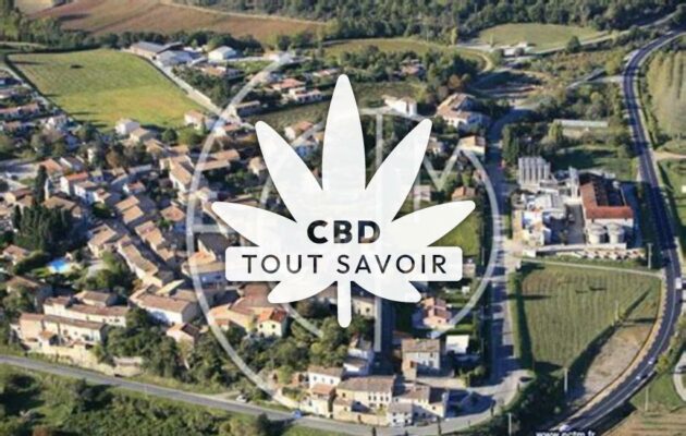 Village à Rouffiac-D'Aude avec feuille Cannabis CBD