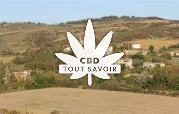 Village à Cazalrenoux avec feuille Cannabis CBD