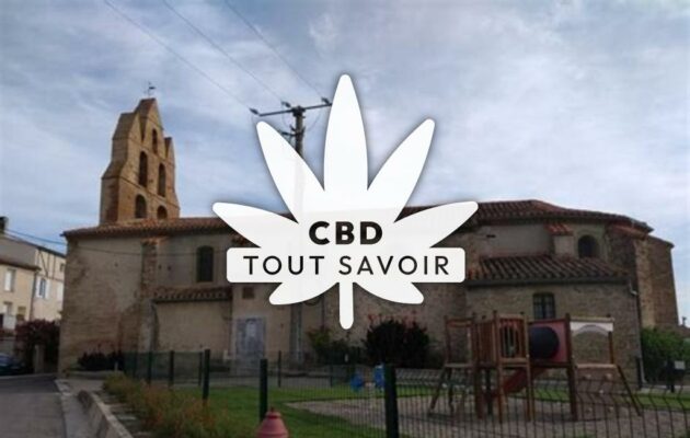 Village à Brugairolles avec feuille Cannabis CBD